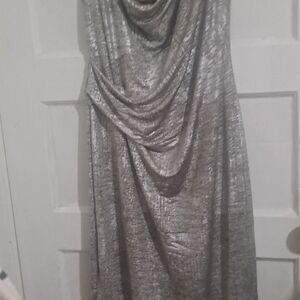 Connected Apparel Metallic Strapless Dress